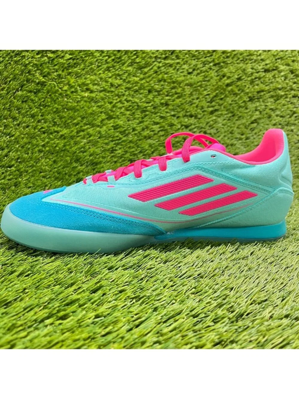 Adidas F50 Freestyle Messi Mens Size 9 Blue Pink Athletic Soccer Shoes Sneakers